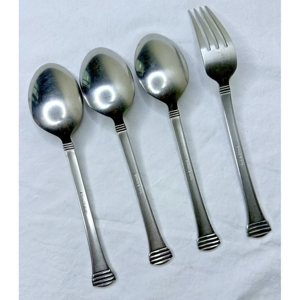 Towle Beaded Classic Stainless Flatware Dinner Fork Spoons  4 Pc Set